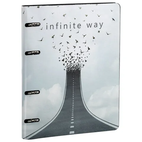 Тетрадь на кольцах А5 (180х220 мм), 80 листов, под кожу, клетка, BRAUBERG VISTA, Infinite way, 112132