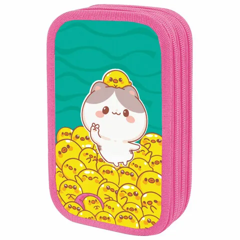 Пенал ЮНЛАНДИЯ, 3 отделения, картон с эффектом soft-touch, 19х11 см, "Duck tales", 273500