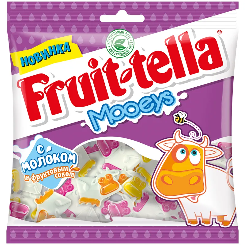 Жевательный мармелад  Fruittella "Mooeys", с молоком и фруктовым соком, 65г, пакет, европодвес