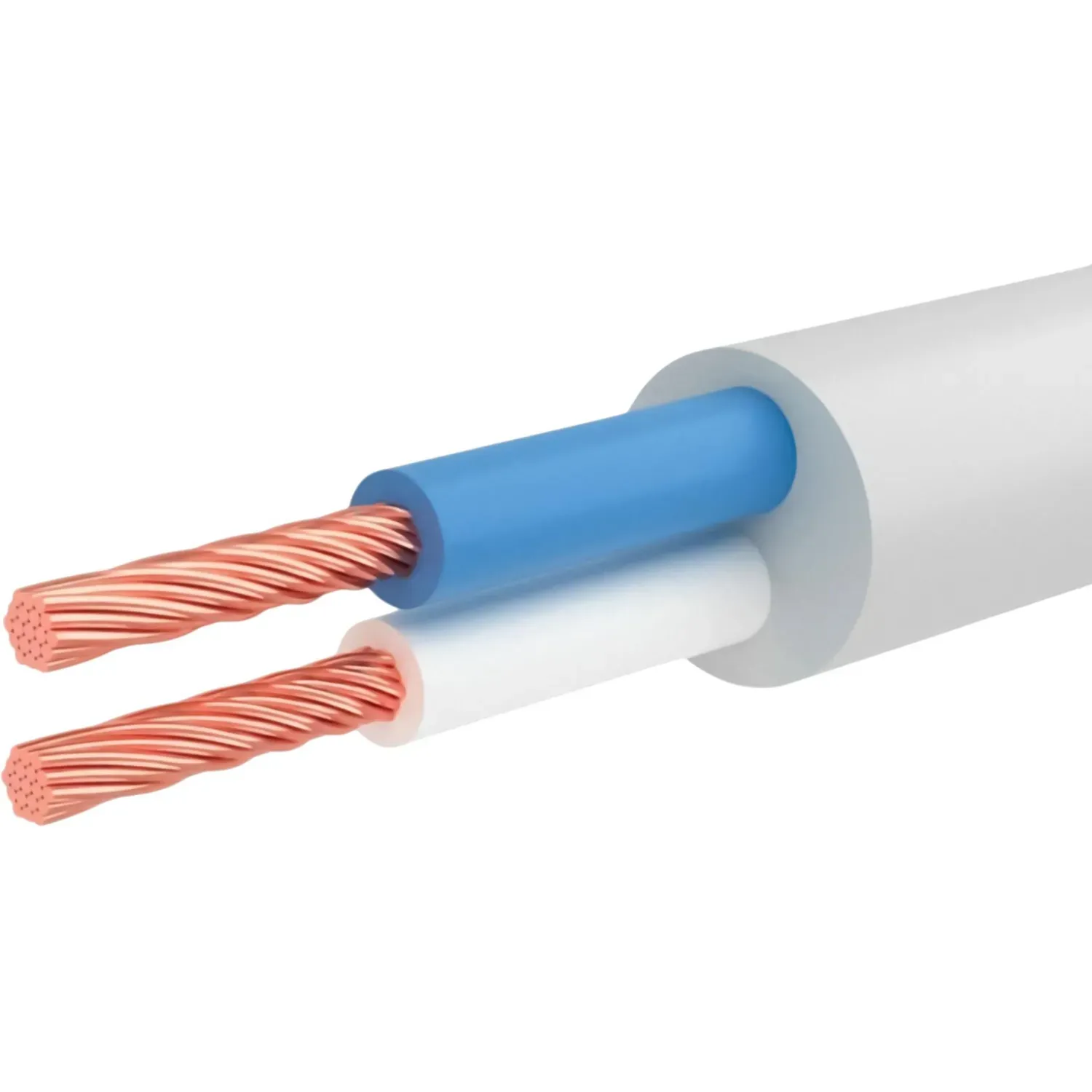 Провод ПВС 2х1,5 белый, бухта 100м