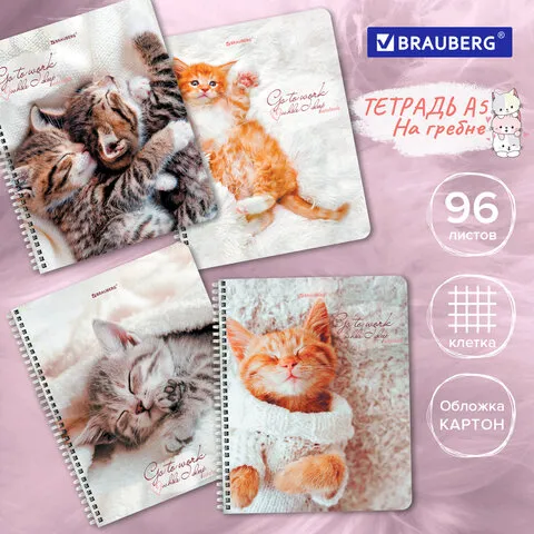 Тетрадь А5 96л. BRAUBERG гребень, клетка, ДИЗАЙН 5, Код_1С, 404425