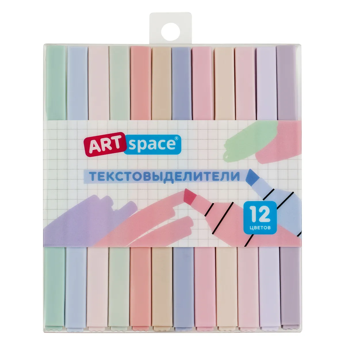Набор текстовыделителей ArtSpace "Thin trace", 12цв., пастельные цвета, 1-3 мм, ПВХ бокс, европодвес