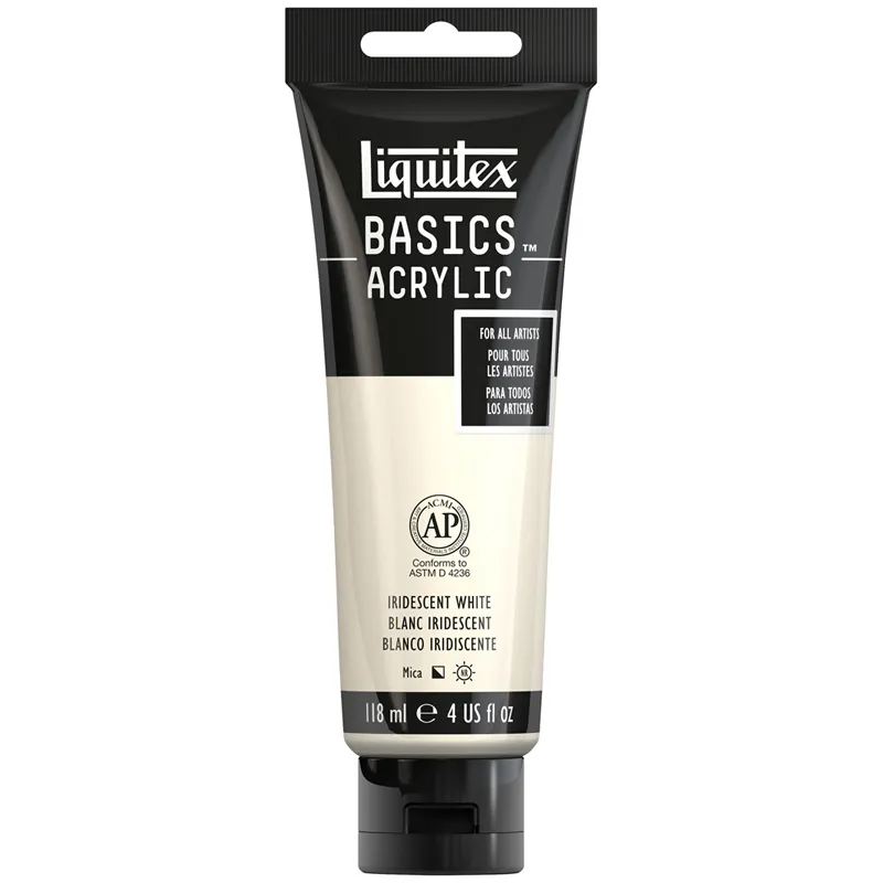 Краска акриловая художественная Liquitex "Basics", 118мл, туба, 238 белый иридисцентный