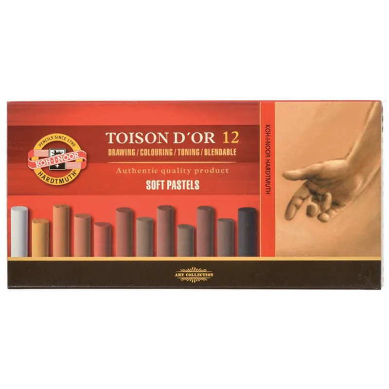 Пастель художественная Koh-I-Noor "Toison D or Soft 8592 Brown line", 12 цветов, картон. упаковка