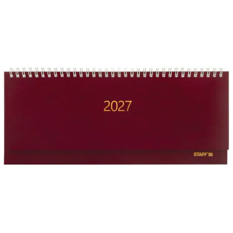 Планинг датированный 2027 300х130 мм, STAFF, гребень, обложка бумвинил, 64 листа, бордовый, 117856