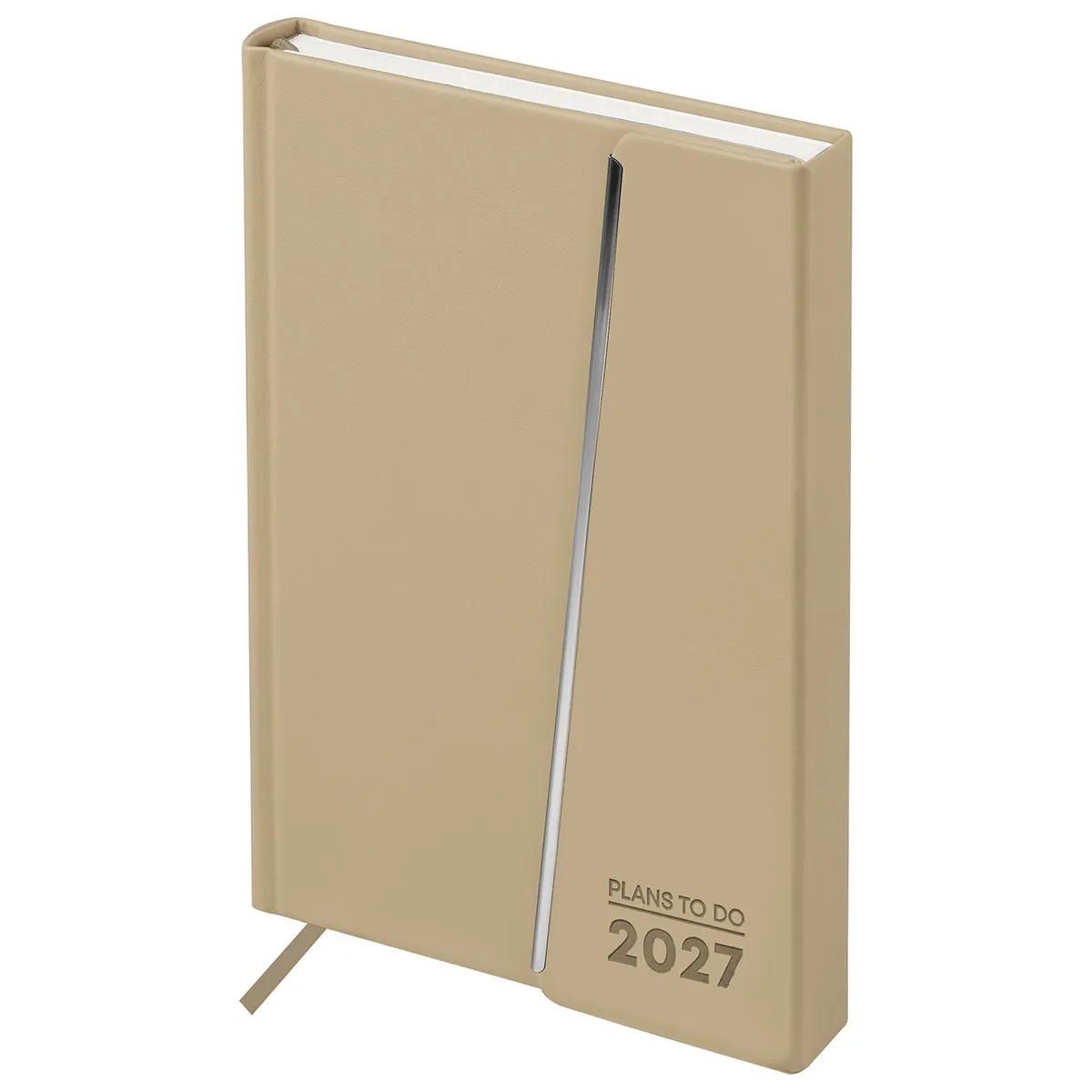 Ежедневник датированный 2027г., А5, 176л., твердый переплет, кожзам Soft touch, BG "Magnet. Vanilla", ванильный, магнитный клапан