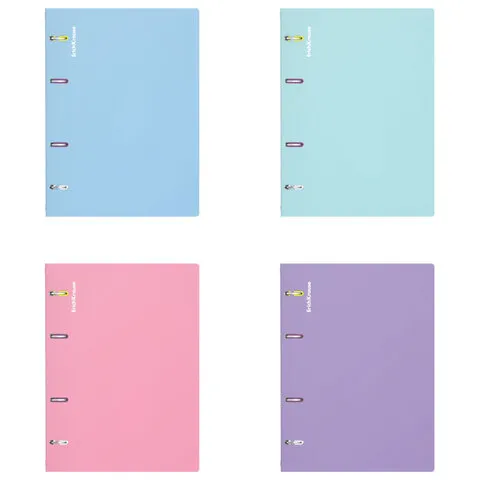 Тетрадь обложка пластик, А5, 80 л., клетка, на кольцах, ERICH KRAUSE "Pastel", микс, 50164