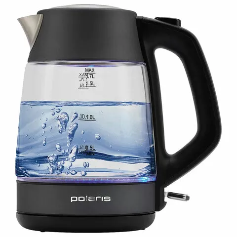 Чайник POLARIS PWK 1760CGL, 1,7л, 2150Вт, закрытый нагревательный элемент, стекло, графитовый