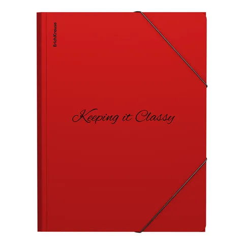 Папка на резинках ERICH KRAUSE "Classic Phrases", до 300 листов, красная, 400 мкм, 65226