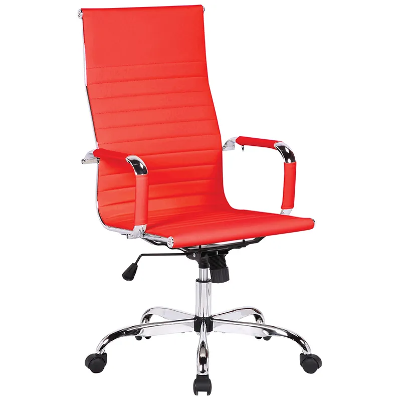 УЦЕНКА - Кресло руководителя Helmi HL-E17 "Slim", экокожа красная, хром