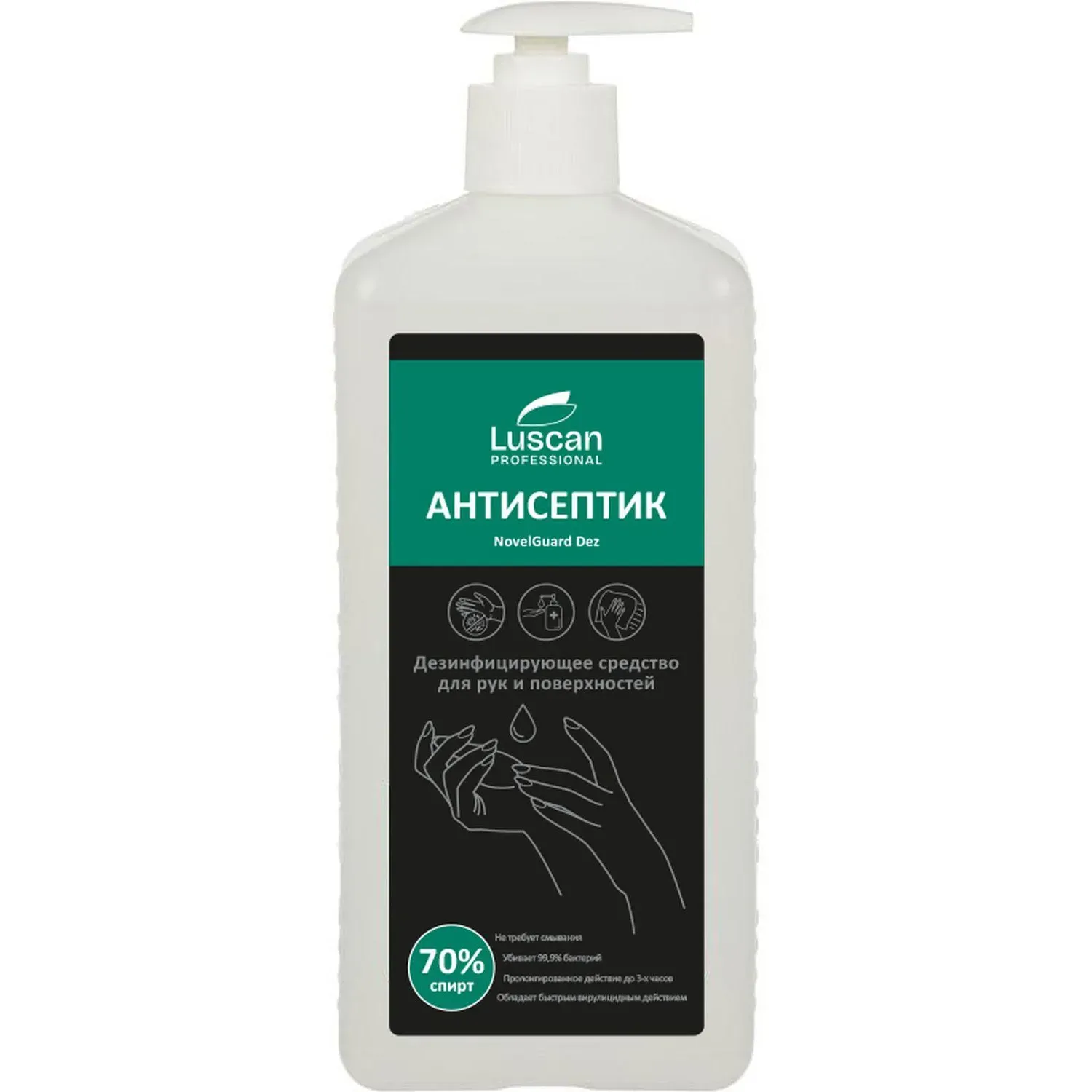 Профхим антисептик спирт,гель д/дез.рук Luscan Prof/NovelGuard Dez,1л_помп