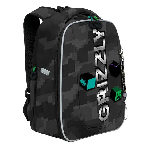 Ранец GRIZZLY анатомическая спинка, с бейджем, для мальчиков, "CUBES", 36х29х18 см, RAf-593-5/1