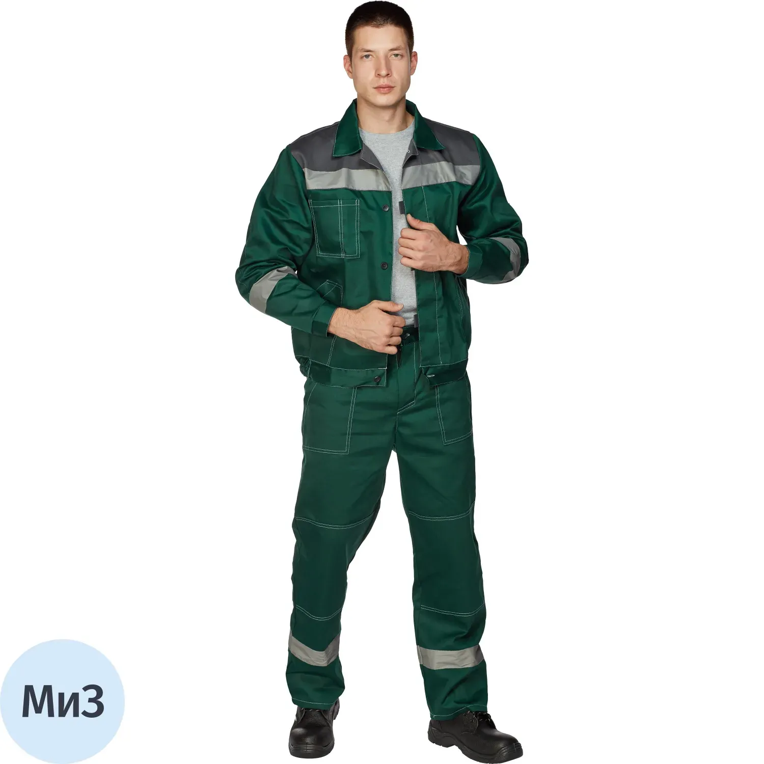 Костюм лет муж (куртка,бр) л20 зелен/сер 88-92/158-164 (Арсенал-СП)