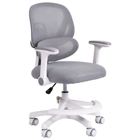 Кресло детское с подставкой для ног BRABIX KIDS "MG-220", сетка/ткань TW, серое, 533315