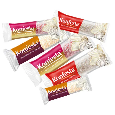 Конфеты глазированные KONFESTA ассорти (кокос, малина, манго-маракуйя), 1100 г