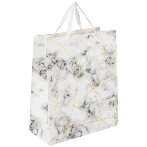 Пакет подарочный 26,5x12,7x33см ЗОЛОТАЯ СКАЗКА "Golden Marble", тиснение фольгой, 608251