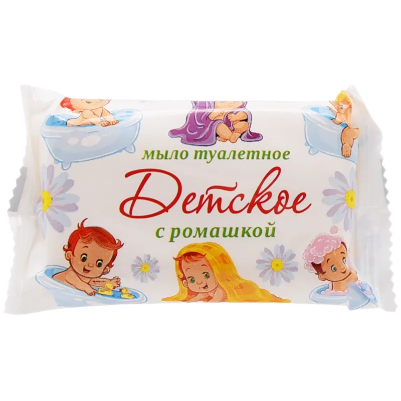 Мыло туалетное КМЗ "Стандарт. Детское с ромашкой", флоу-пак, 90г