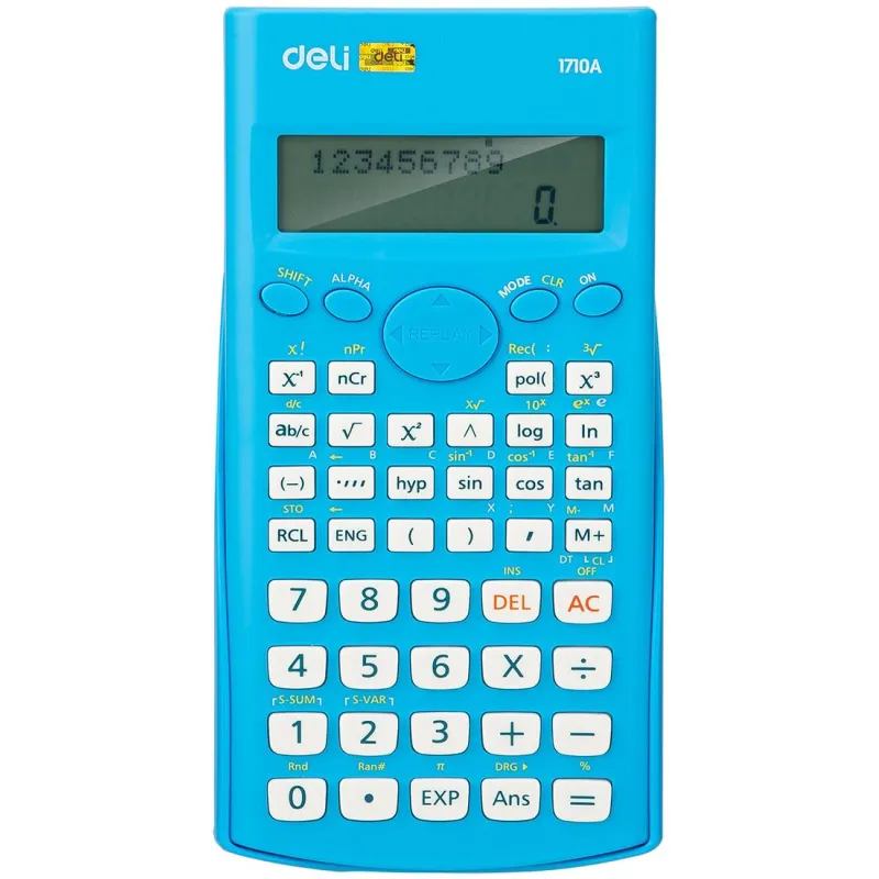 Калькулятор научный (ЕГЭ) Deli,12р,LCD-диспл,питание от бат,син E1710A/BLU