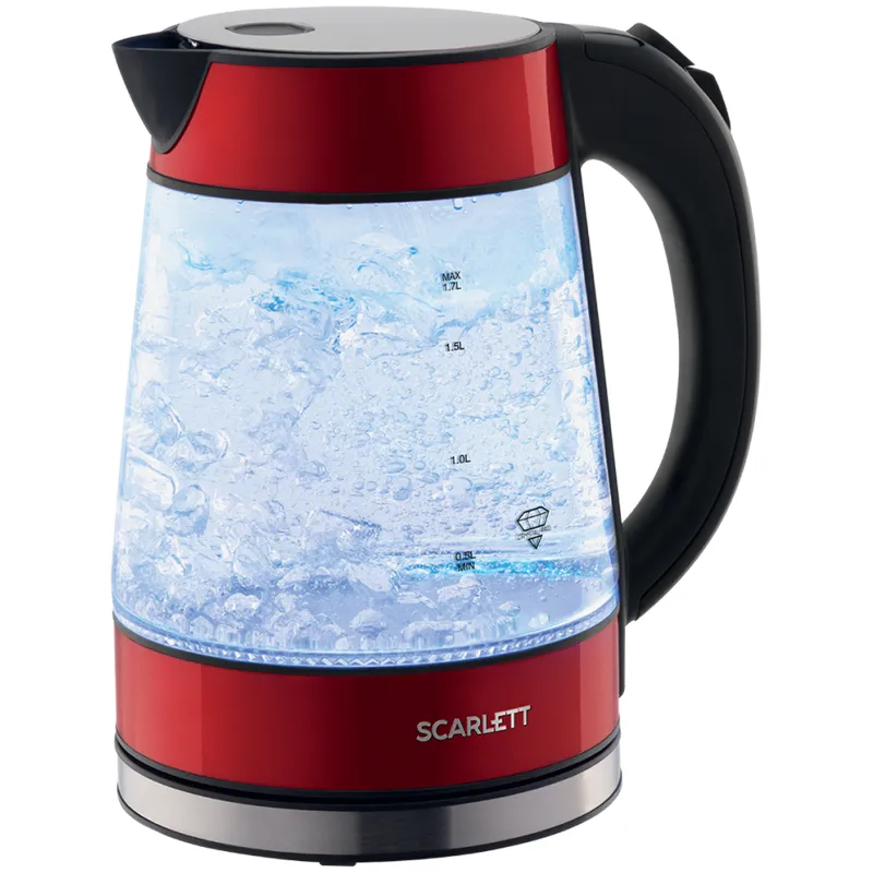 УЦЕНКА - Чайник электрический Scarlett SC-EK27G79, 1,7л, 2200Вт, с подсветкой, стекло/пластик (осн 319800)