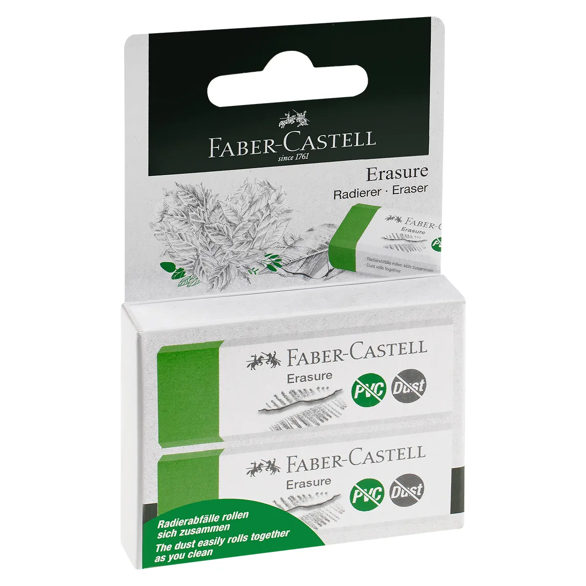 Набор ластиков Faber-Castell "Dust Free" & "PVS Free", 2шт., прямоугольный, блистер