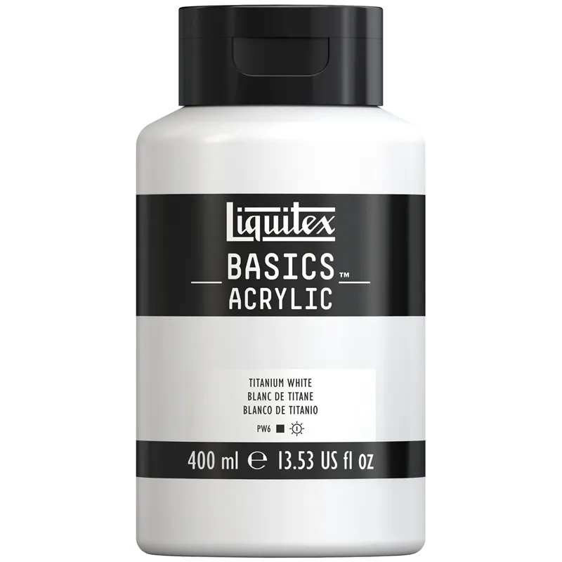 Краска акриловая художественная Liquitex "Basics", 400мл, пластиковая банка, 432 белила титановые
