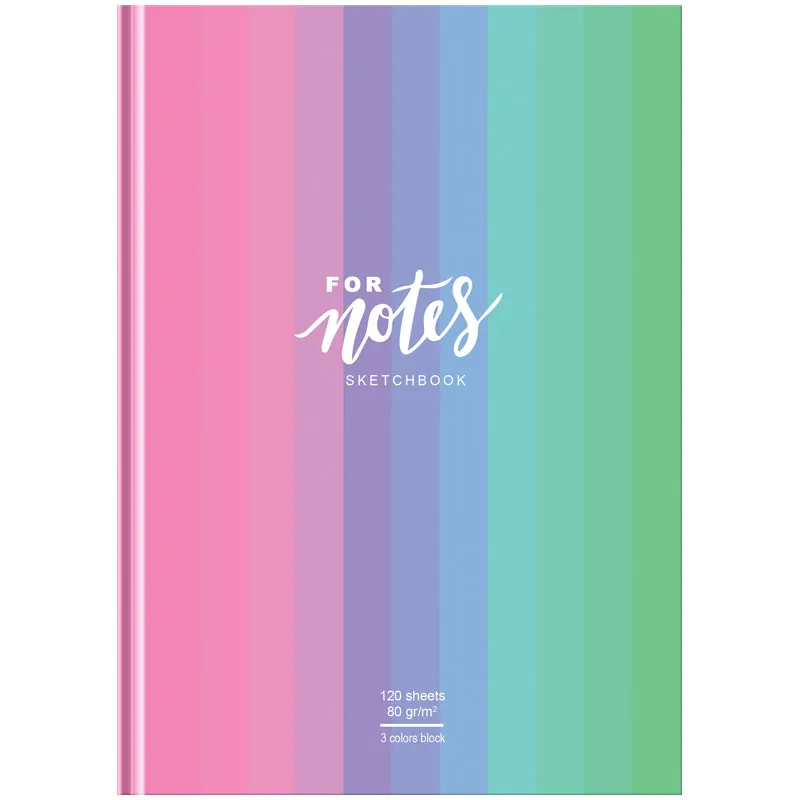 Скетчбук 120л., А5 7БЦ BG "For notes", матовая ламинация, 80г/м2, трехцветный тонированный блок