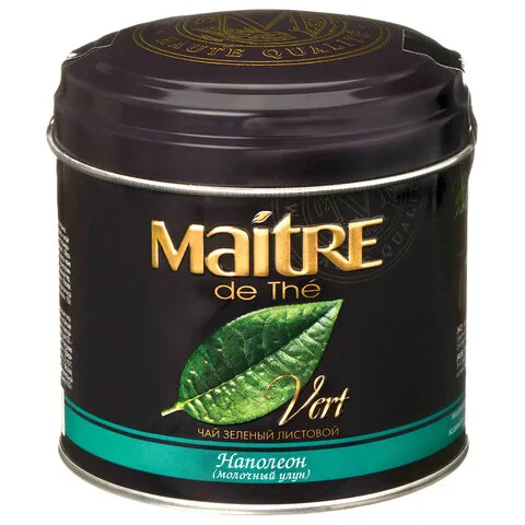 Чай MAITRE (Мэтр) "Наполеон", зеленый, листовой, жестяная банка, 100 г, бар030р