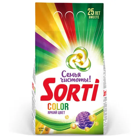Стиральный порошок-автомат 6 кг, SORTI "Color" яркий цвет, 8575-3АХ