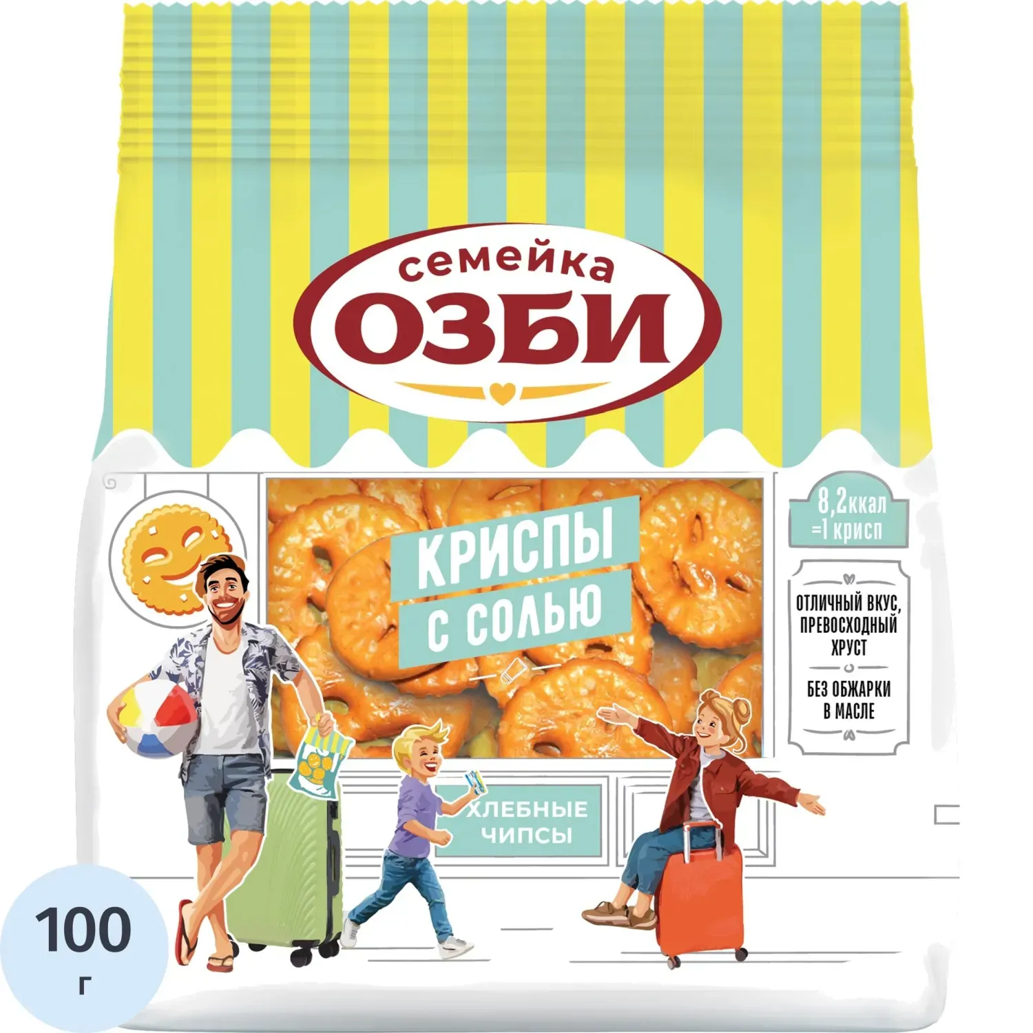 Крекер криспы Семейка ОЗБИ с морской солью, 100гx12шт/уп