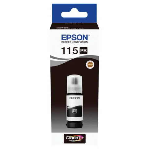 Чернила EPSON 115 (C13T07D14A) для СНПЧ L8160/L8180, черные фото, объем 70 мл, ОРИГИНАЛЬНЫЕ,  C13T07D14A