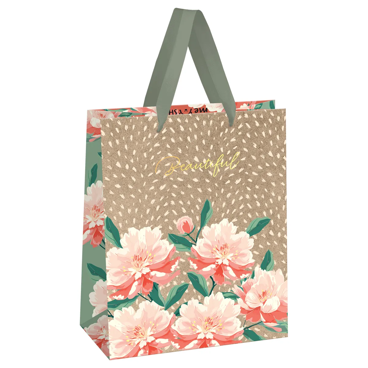 Пакет подарочный 18*23*10см MESHU "Flowers", фольга, крафт