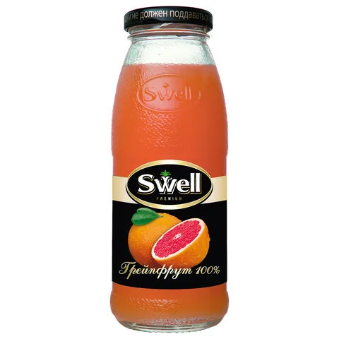 Сок грейпфрутовый SWELL с мякотью в стеклянной бутылке 0,25 л, 4040207370