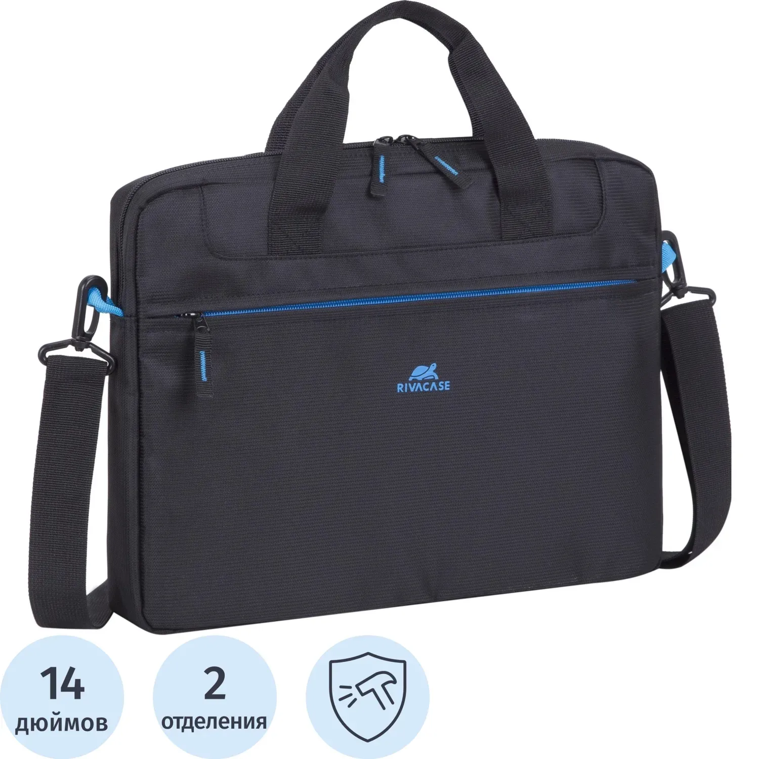 Сумка для ноутбука 14.0, RivaCase Regent, черная, 8027 Black