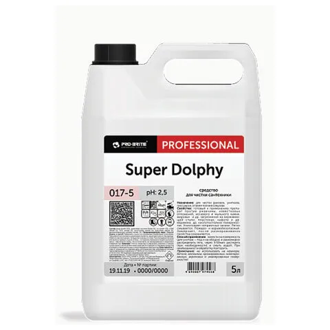 Средство для уборки санитарных помещений, 5 л, PRO-BRITE SUPER DOLPHY, кислотное, концентрат, 017-5