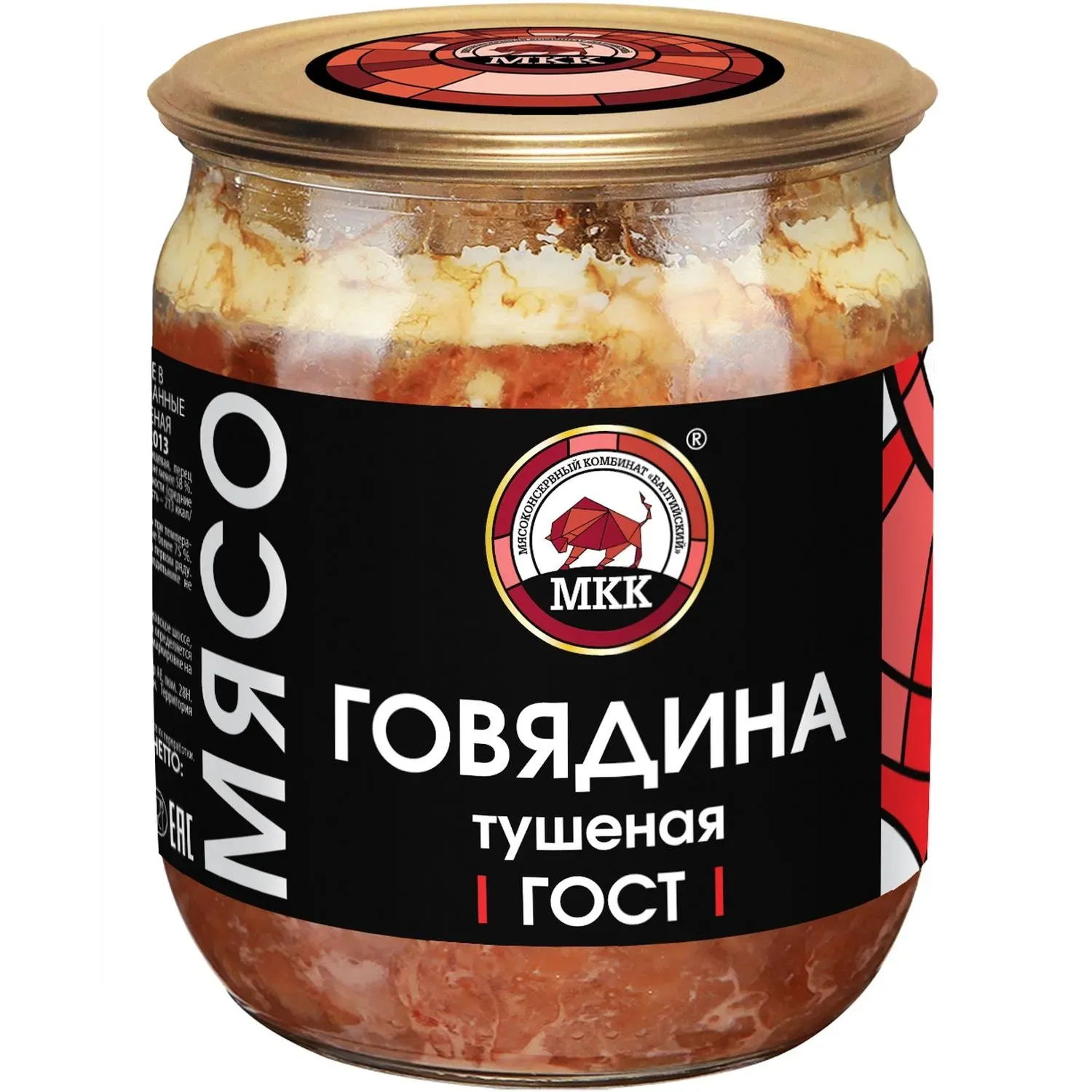 Тушенка говядина МКК Балтийский стандарт ГОСТ 32125-2013 стекло, 500г