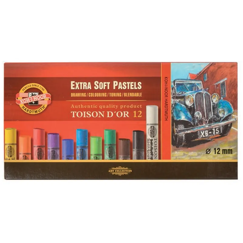 Пастель художественная Koh-I-Noor "Toison D or Extra Soft 8552", 12 цветов, картон. упаковка