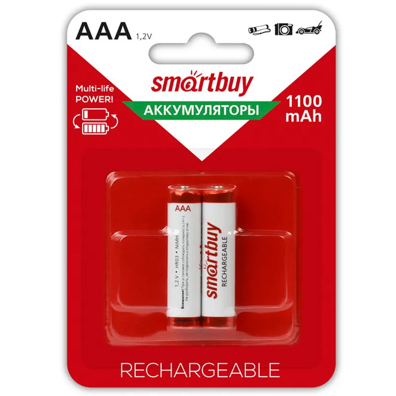Аккумулятор Smartbuy AAA (HR03) 1100mAh 2BL