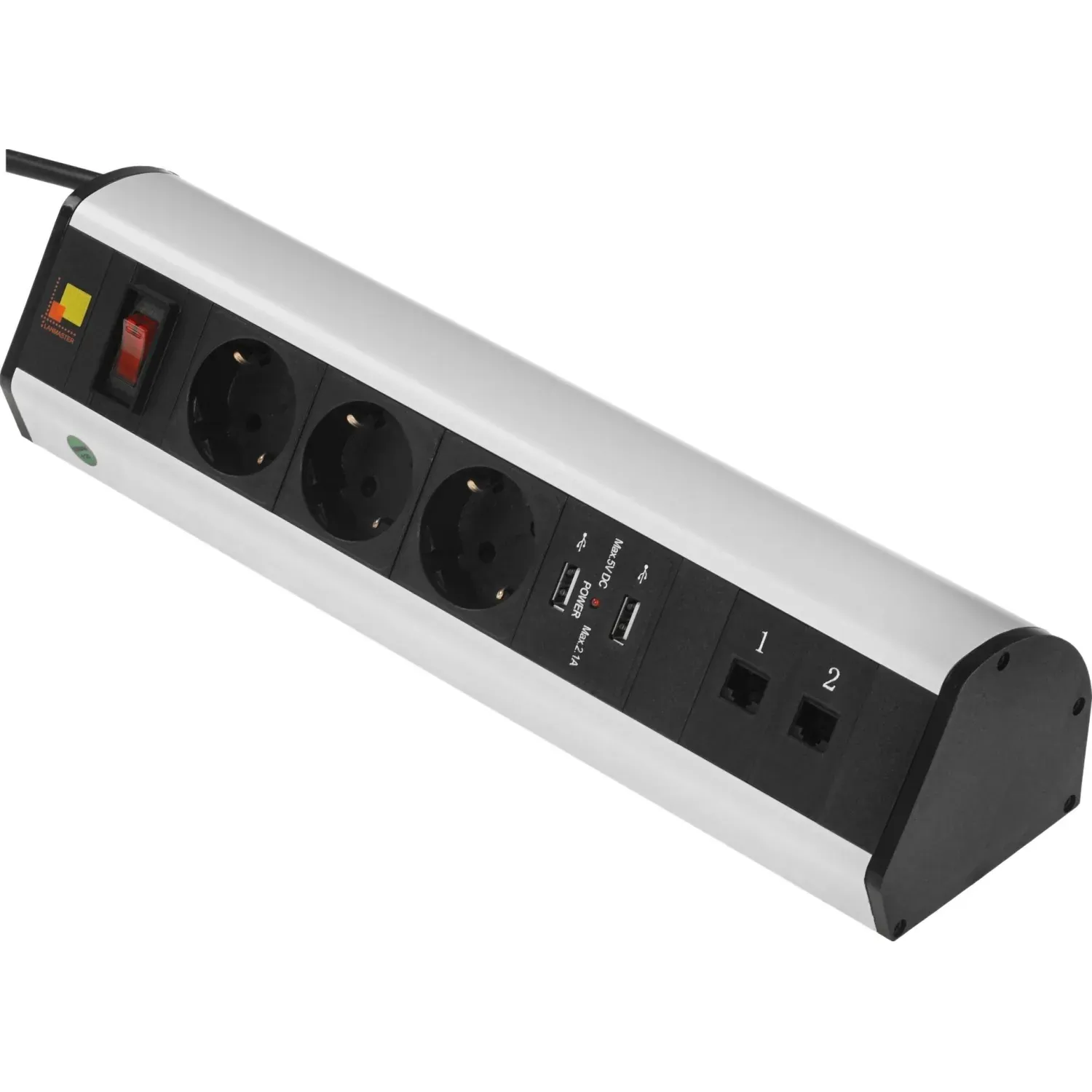 Блок розеток LANMASTER настольный LAN-WA-DC/3G+2UC+2C6