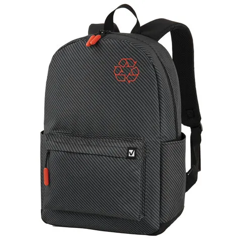 Рюкзак BRAUBERG ENERGETIC универсальный, эргономичный, "Recycle", черный\серый, 43х30х16 см, 270796