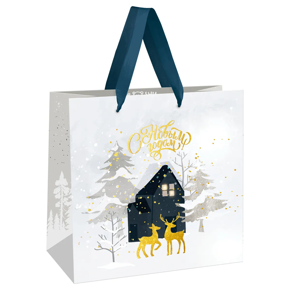 Пакет подарочный 20*20*10см MESHU "Winter magic", матовая ламинация