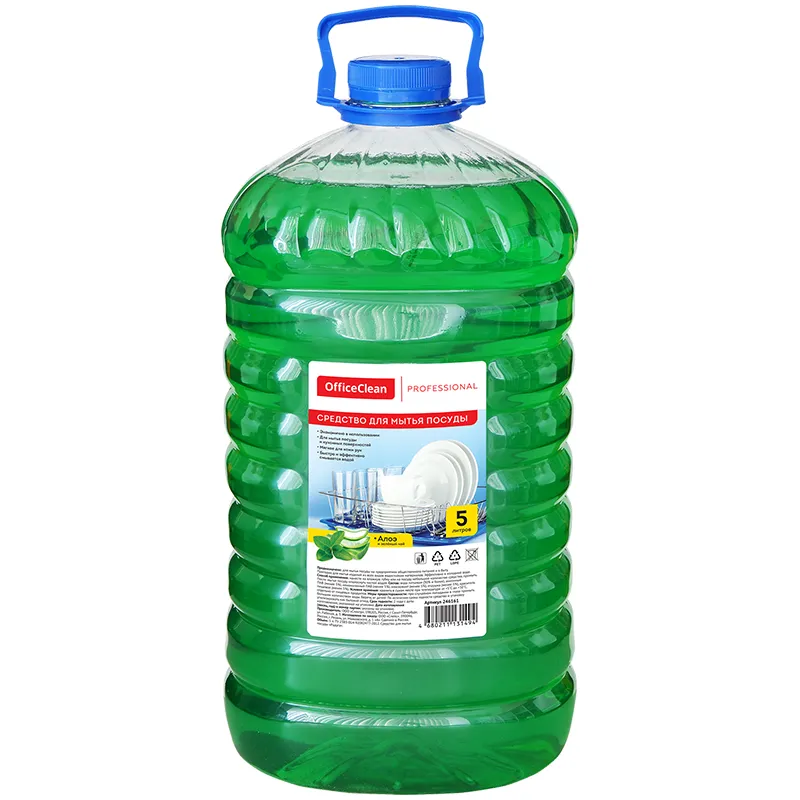 Средство для мытья посуды OfficeClean Профессиональное "Алоэ и зеленый чай", ПЭТ, 5л (Спейс)