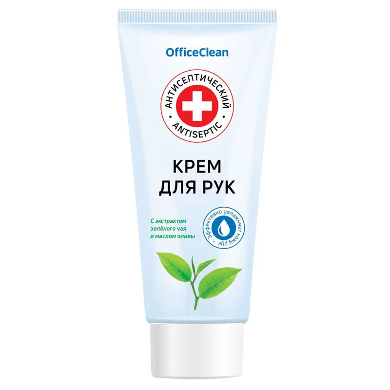 Крем для рук OfficeClean "Антисептический" с экстрактом зеленого чая и маслом оливы, туба 75мл