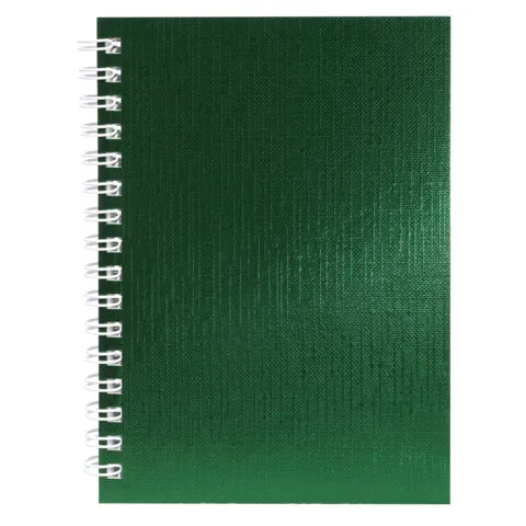 Блокнот МАЛЫЙ ФОРМАТ А6 80л, гребень, бумвинил METALLIC, клетка, HATBER, зеленый, 086, 80ЗК6бвВ1гр