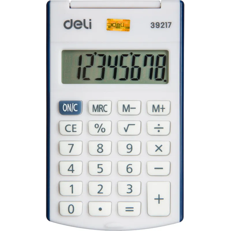 Калькулятор карманный Deli, 8-разр., LCD-диспл.,питание от батарейки,синий