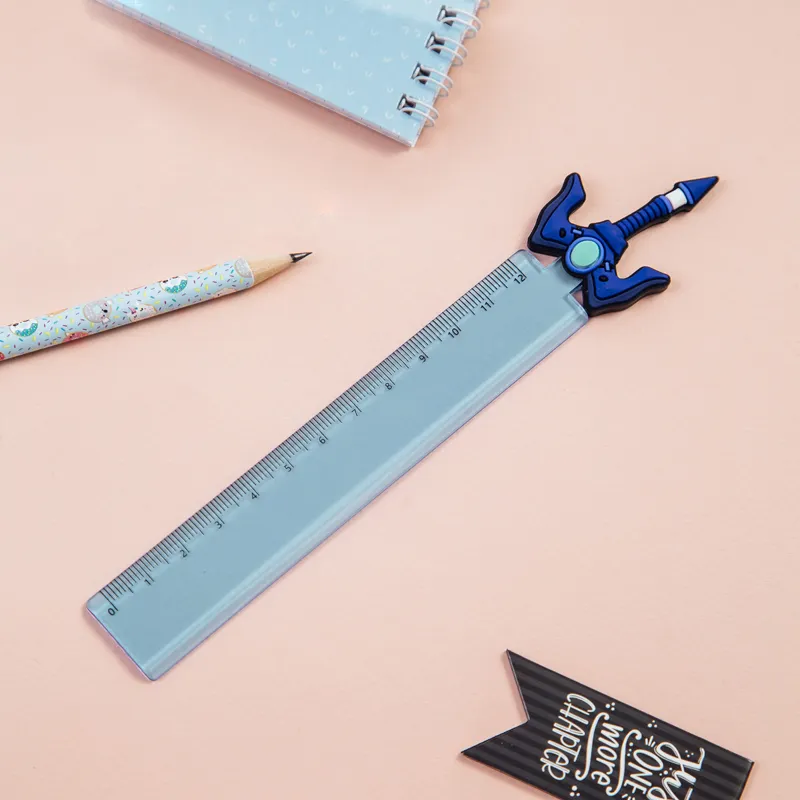 Линейка с топпером 12см MESHU "Blue sword", европодвес