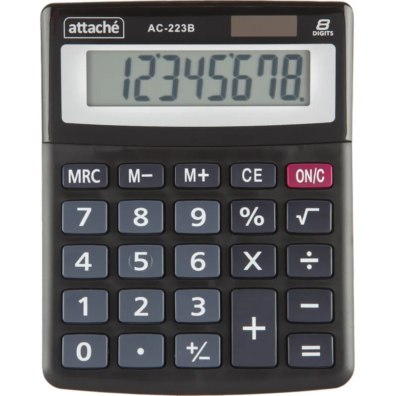 Калькулятор настольный Attache, AС-223B,8р,двойное питание, черн