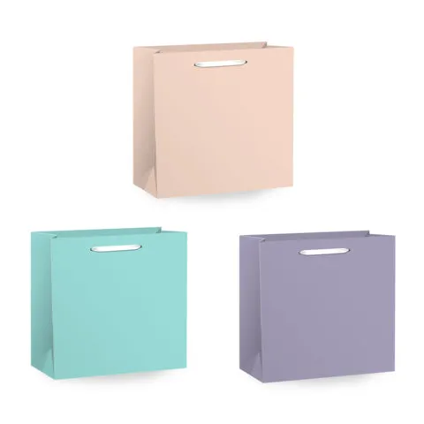 Пакет подарочный НАБОР 3 штуки, 20х8х20 см, "Pastel Mix", крафт, ЗОЛОТАЯ СКАЗКА, 700862