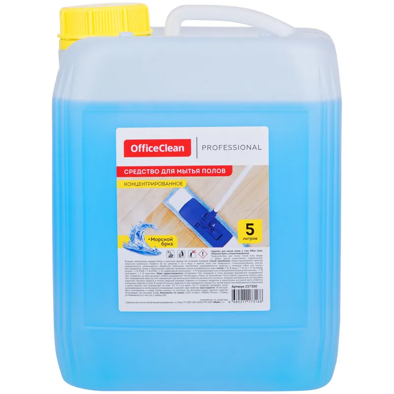 Средство для мытья полов OfficeClean Профессиональное "Морской бриз", концентрат, канистра, 5л