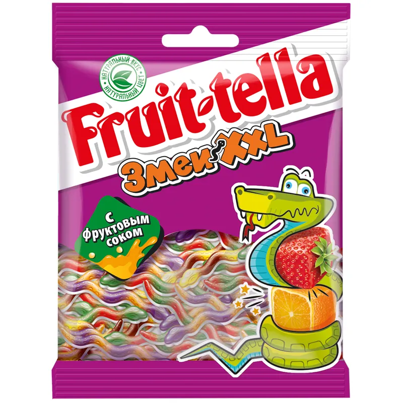 Жевательный мармелад  Fruittella "Змеи XXL", 70г, пакет, европодвес