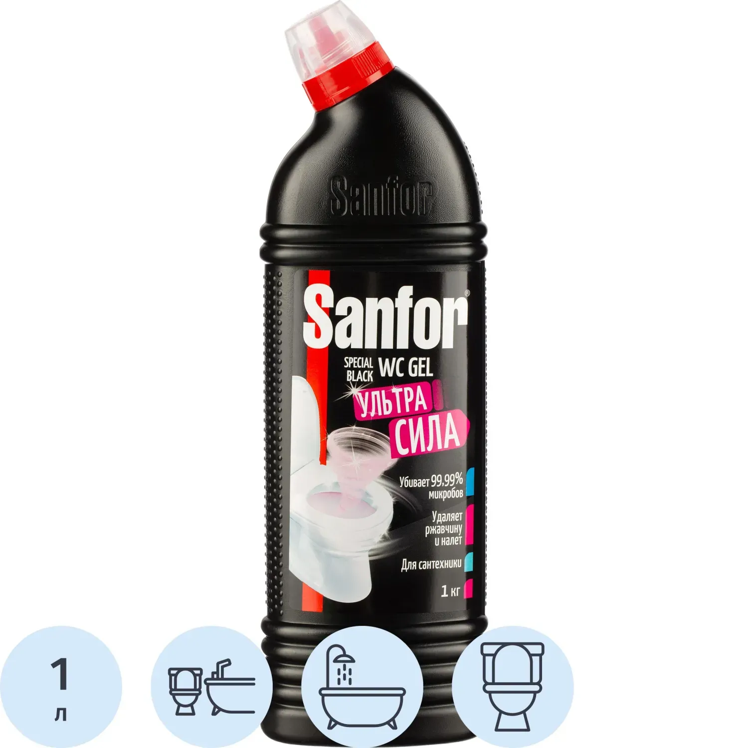 Средство для сантехники Sanfor WС гель speсial black 1000гр